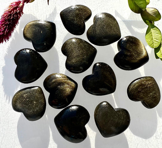 Natural Gold Sheen Obsidian Heart
