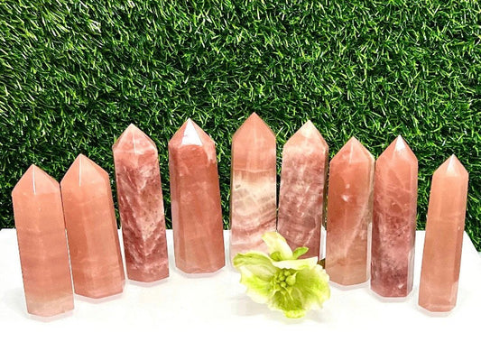 Natural Strawberry Calcite Tower